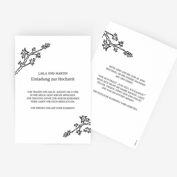 Nachhaltige Hochzeitseinladung "Twigs"