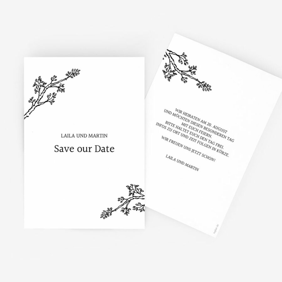 Nachhaltige Save-the-Date Karte "Twigs"