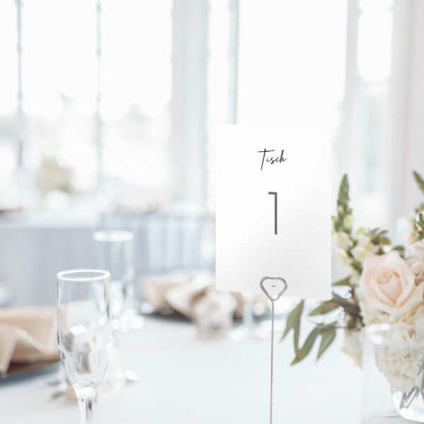 Nachhaltige Tischnummer zur Hochzeit "wir heiraten"