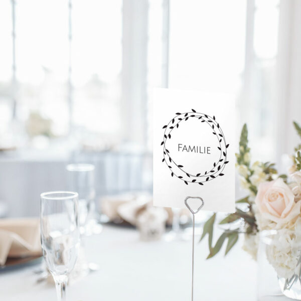 Nachhaltige Tischnummer zur Hochzeit "Pure"