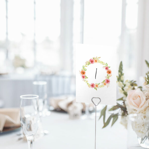 Nachhaltige Tischnummer zur Hochzeit "Bloomy"