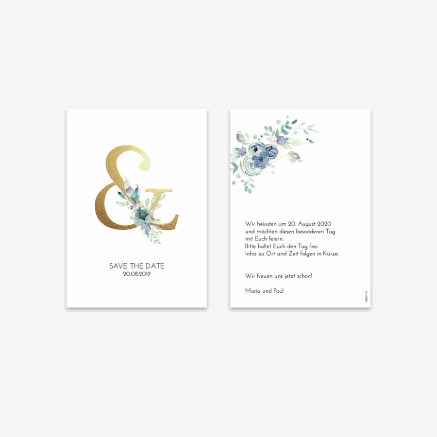 Nachhaltige Save-the-Date Karte "Golden Ampersand"